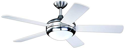 AireRyder Deckenventilator Ursa mit Beleuchtung und Fernbedienung, Gehäuse Satin Nickel, Flügelfarbe Weiß/Kiefer, 132 cm, 132 x 132 x 43 cm