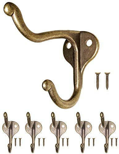 Fuxxer 5x Antike Garderoben-Haken, Kleider-Haken, Eisen-Haken, Vintage Bronze Design, 5er Set