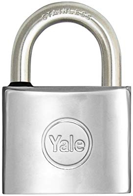 YALE Lucchetto marino in ottone cromato Y1140050080X, larghezza corpo 50 mm, arco in acciaio inossidabile da 26 mm, con anello in gomma e doppio sistema di chiusura