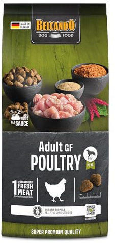 BELCANDO Adult GF Poultry [1 kg] Nourriture pour Chiens sans céréales | Nourriture sèche sans céréales avec volaille | Nourriture complète pour Chiens à partir de 1 an