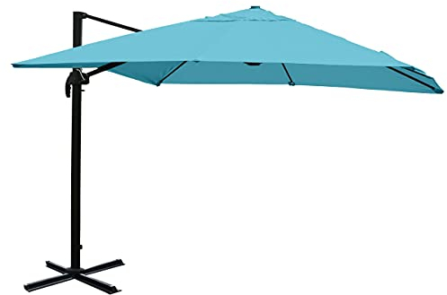 Mendler Gastronomie-Ampelschirm HWC-A96, Sonnenschirm, 3x4m (Ø5m) Polyester/Alu 26kg - türkis