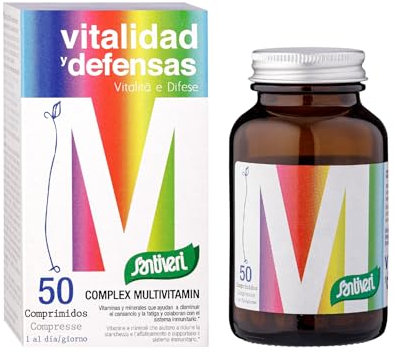 SANTIVERI - Complex Multivitamin, Complemento Alimenticio Multivitaminas y Minerales, Energía, Vitalidad y Defensas, Apto para Mujeres y Hombres - 50 Comprimidos