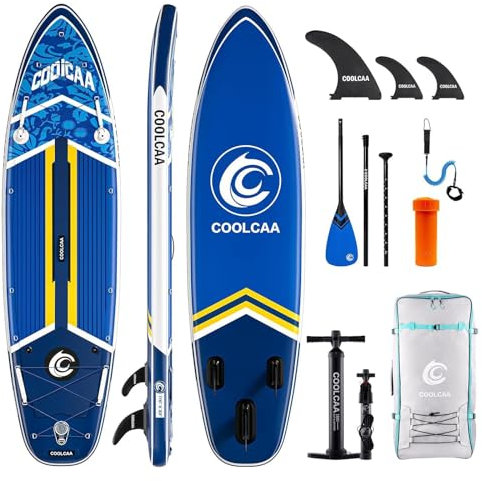 COOLCAA Stand Up Paddling Board mit Premium SUP Zubehör, Tragkraft bis 210kg, SUP Board für Erwachsene und Jugendliche Aller Niveaus