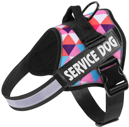 Belababy Service Dog Harnais de dressage pour chien de petite, moyenne et grande taille, soutien émotionnel réglable avec poignée robuste, gilet de thérapie réfléchissant, L, triangle