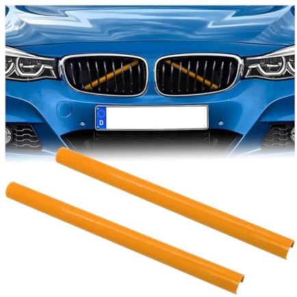 JNNJ 2 Pieces Radiator Grille Insert, Car Front Grille Cover Decoration Trim, Front Radiator Grille Insert V Struts Trim Strips, Sport Style Decoration Trim Radiator Grilles Accessories(Yellow)