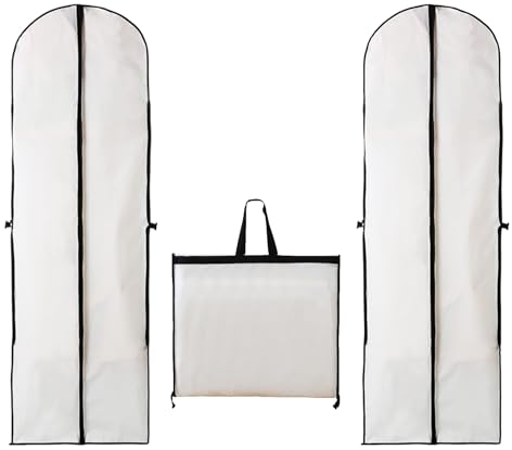 Kleidersack Lang Staub für Kleidung Dress - 60 x 180cm 2 Stück Kleiderhülle Faltbare mit Griff - Anzug Abendkleider Hemden Jacken