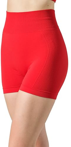 Risalti Leggins Mujer Cintura Alta Short Acanalado Ilena - Mallas Deporte Mujer, Shorts Mujer, Leggings Mujer, Pantalones Cortos Mujer, Mallas Mujer, Pantalon Yoga Mujer sin Costuras - Made in Italy