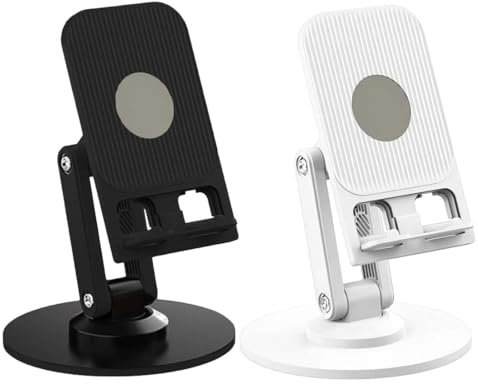 IKOPFLN 2er-Pack Handy-Halterung, faltbar, verstellbar, flexibel, geeignet für alle Smartphones, Mini-Tablets und E-Reader von 4 bis 8 Zoll, Schwarz und Weiß, für Zuhause und Arbeit
