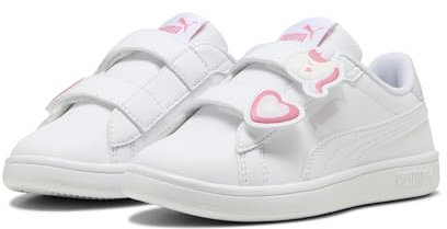 PUMA Chaussures à Scratch Smash 3.0 Badges Enfant 32, White Magic Rose Lilac Frost Pink Purple