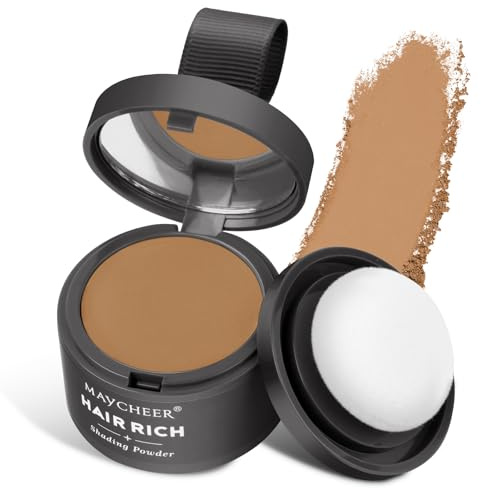 LOPHE Polvo para Rayitas, Retocador de Raíces en Polvo, Sombra para el Cabello Natural, Polvos Pelo Hombre para Rellenar el Cabello, Retoca Raices Corrector para Cabello (Bronce Dorado)