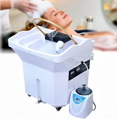 QMBLSNSQ Equipo Para Head Spa Con Depósito De Agua De 60L, Incluido Nebulizador Y Campana De Vapor, Lavacabezas Portatil Equipado Con Ruedas Silenciosas, Adecuado Para Salones De Peluquería [Blanco].