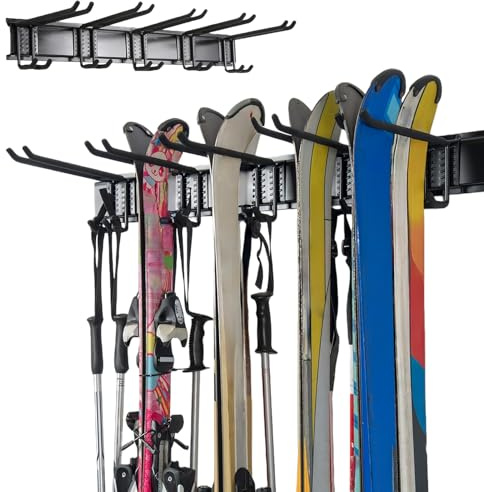 Supporto per organizer con ganci per utilità Shed - (6 pezzi in ferro, carico di 30-35 kg) Rack di stoccaggio montato a parete | Ganci per garage per carichi pesanti per attrezzi, biciclette, scale e