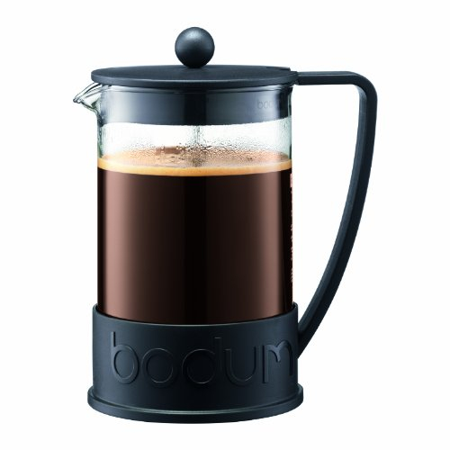 Bodum 11030-01US4 1-Liter 8-Cup Make French Press Coffee and Tea Maker, Borosilicate Glass, Silicone, Polystyrene Plastic (PS), Black
