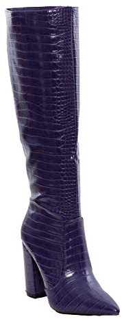 Toocool - Bottes Femme Chaussures Pointu Crocodile Genou Talons Hauts X8062, aubergine, 37 EU