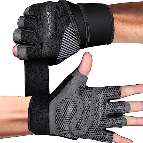 COFIT Fitness Handschuhe für Damen und Herren, Atmungsaktive Trainingshandschuhe rutschfeste Gewichtheben Handschuhe mit Handgelenk Unterstützung für Gym Übung, Krafttraining, Bodybuilding-Schwarz S