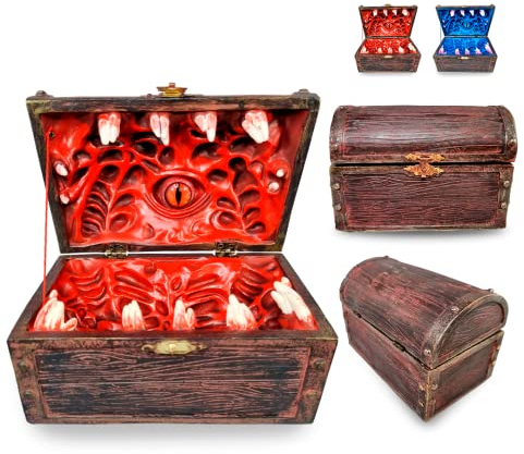 Power Beast Dungeon Mimic Chest, Brust Mimic mit Würfel Aufbewahrung, Rollenspiel Würfel, Würfelbeutel, Würfeltasche Würfelmatte, Würfelteller, Dungeons and Dragons, D&D