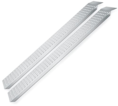 Herrselsam Verladerampe 2er Set Auffahrrampe 400kg Tragfähigkeit Laderampe Antirutsch verzinkter Stahl Verladeschiene für Motorrad ATV Quad PKW Auto Laderampe