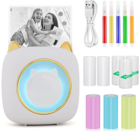 GuKKK Mini Mobile Photo Printer - Wireless Bluetooth, Thermal Technology, Smartphone Compatible, Ideal for Learning, Notes & Journal (Colourful)