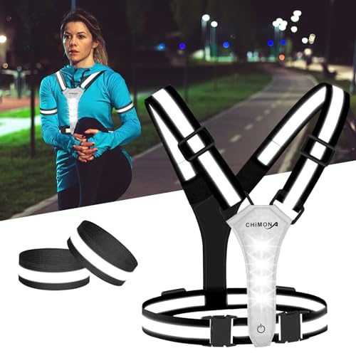 LuTuo Chaleco reflectante LED para bicicleta, chaleco reflector de 360 ° con alta visibilidad, cintura ajustable/chaleco para correr de hombro, recargable USB-C luz para correr, correr, pasear, andar