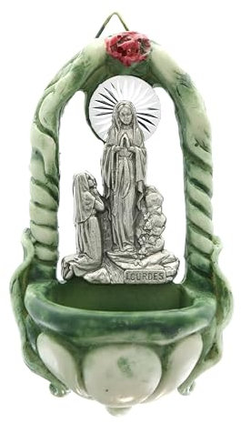 Palais du Rosaire Bénitier de l'apparition en résine verte - Bénitier - Culte Chrétien en Résine