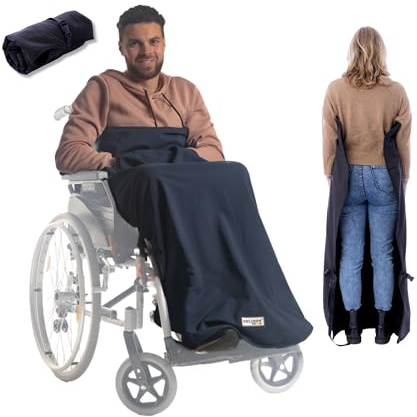 Belieff Manta Silla Ruedas - Manta Para Silla de Ruedas - Saco Impermeable Silla de Ruedas - Fondo Abierto - Azul - Large