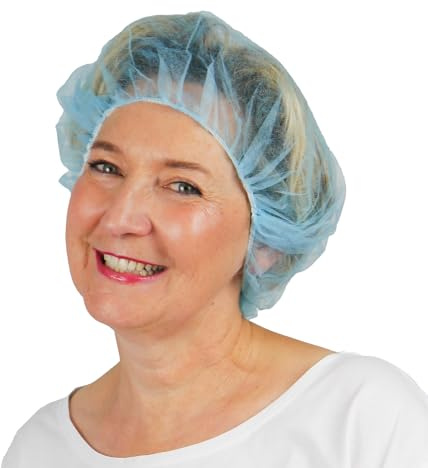 100x ARNOMED Baretthauben Blau, Haarnetz 52cm Umfang, OP Haube aus Vlies-Stoff, OP Haube Einweg, Haarnetz für Küche & Zahnarzt, Haube, Haarnetze Arzt Zubehör, OP Hauben Unisex, Bonet Haube für Haare