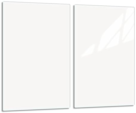DarHaus Plaque de recouvrement, 2 x 30 x 52 cm, en verre, pour cuisinières électrique, à induction ; convient comme décoration, protection anti-éclaboussures ou planche à découper, Blanche