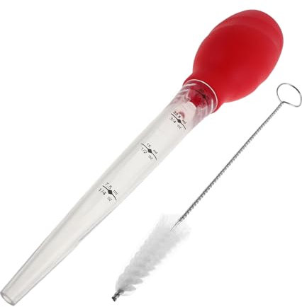 LALADEFIEE Strumento Multiuso per Cucina Tacchino in Silicone con Spazzola Pulizia Integrata Siringa per Condimenti per Marinatura Arrosto e Barbecue di Carne e Pesce