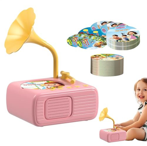 Gramophone pour 96 cartes, jouet d'apprentissage du gramophone pour tout-petits, Jouet d'enregistrement de phonographe de musique pour tout-petits, Lecteur d'histoires et de musique pour , jouet d'app
