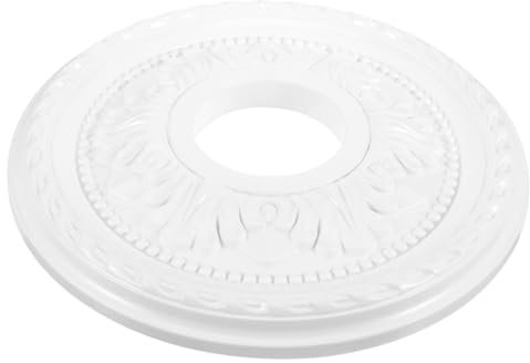 Round Ceiling Medallion Small White Chandelier Base Pu Material Decorative Ceiling Plate for Home Lighting Suitable for Living Room and Bedroom 1-Piece