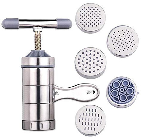 Macchina per la pasta manuale Premium Noodle Maker con 7 stampi per pressatura Versatile pressa per pasta fatta in casa tagliatelle e spremute facili da usare pentole durevoli (colore: A)