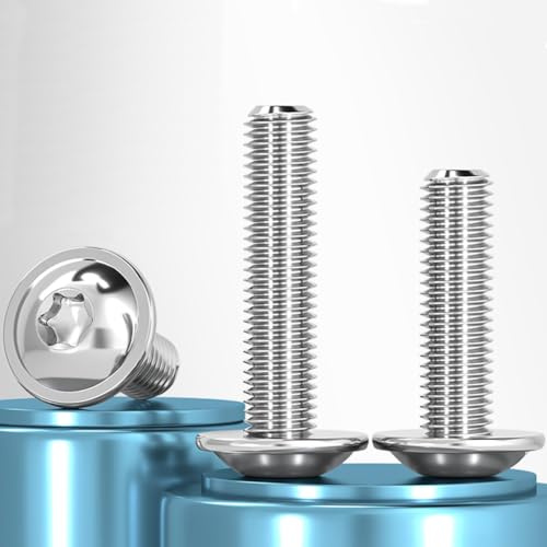 20 viti a flangia M4 × 12 mm, Viti a testa bombata Torx, in acciaio inox A2 V2A, ISO 7380-2, filettatura completa con disco - viti inossidabili per metallo e costruzione di macchinari