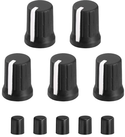 sourcing map 5pcs Potentiometer Knobs,D-Shaft Replacement Rubber Potentiometer Control Knob Replacement Push Rod Cap for DJ Controller Mixer Console Encoder Speaker(Black White)