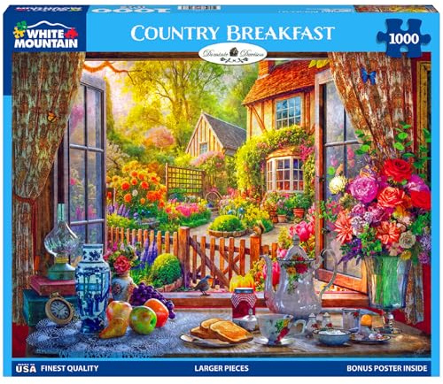 White Mountain Country Breakfast Puzzle 1000 Piece Vintage Jigsaw Puzzle for Adults and Families