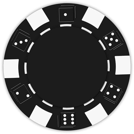 Playzaic 11.5-gram Striped Dice Poker Chips (50-Pack) Clay Composite Set - Bulk Blank Casino Chips - No Denominations for Texas Holdem, Blackjack - Betting Game Accessories (Black)