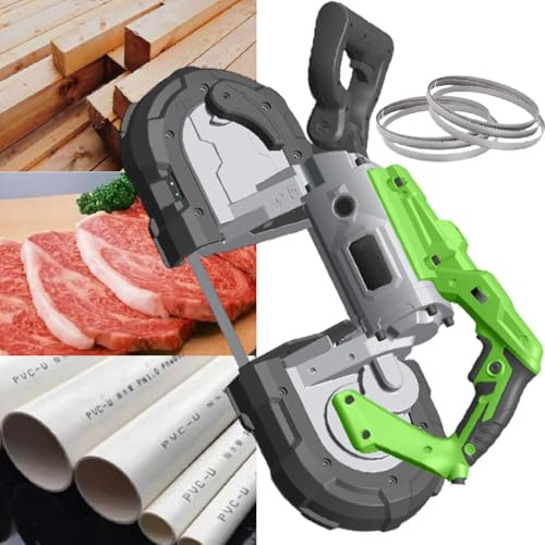 Sega a Nastro per Taglio a Freddo in Metallo/Sega a Nastro Portatile - 1100W, Angolo Regolabile a 45° con Interruttore di Blocco, profondità 4,72 Pollici| per Barre d'Acciaio (Withoutbase)