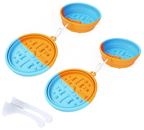 Geavonyg Bol pour Animaux De Compagnie Assiette Nourriture Chien Pliable en Silicone 2 Pièces Friandises Animaux Compagnie Nourriture Sèche Alimentation Eau Voyage Arrosage