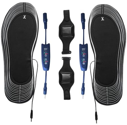 Qkbuza Semelle Chauffante Semelle Chauffantes USB 3 Niveaux De Température 45-50-55℃ Chauffe Pied pour Ski Randonnée Chasse Pêche Camping, Lavable Découpable Taille 35-46