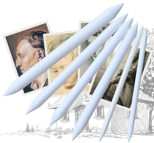 BESTOMZ Juego de 6 Difuminadores de Papel Blancos para Dibujo Artístico Tortillones para Mezclar Pasteles y Suavizar Grafito en Bocetos