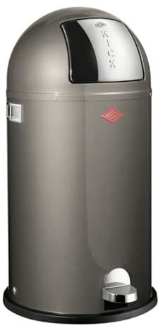 WESCO Kickboy Tretabfalleimer in der Farbe graphit, pulverbeschichtetes Stahlblech, 40 Liter Volumen, klappe aus Edelstahl, verchromter Kunststoff-Fußtritt