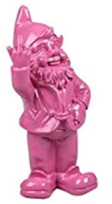 Stone-Lite - Statuette de Nain de Jardin Faisant Un Doigt d'honneur - Cadeau Amusant - Fuchsia - 30 cm