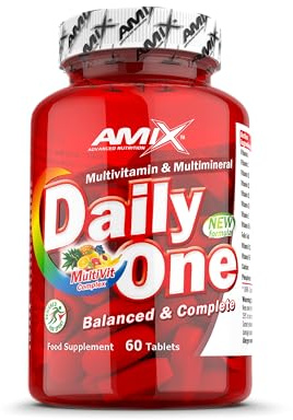 AMIX - Suplemento Vitamínico - Daily One en Formato de 60 Cápsulas - Aporta Energía - Ayuda a Mejorar el Rendimiento Muscular - Contiene Minerales y Antioxidantes