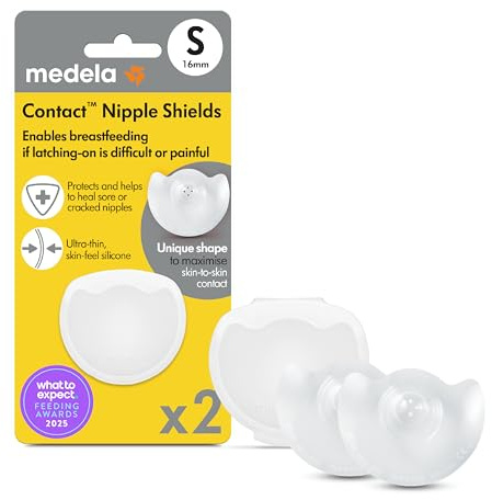 Medela, Contact Nipple Shields, 24mm Nipple Shield, Unique Cut-Out Shape, Available in Different Sizes, Sterile Versions Available for Hospitals, Made Without BPA, 2 Count with Carrying Case