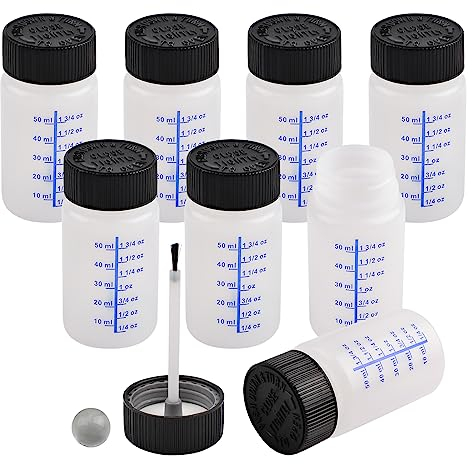 WANDIC Paint Touch Up Bottles with Brush and Mixing Ball, 8 Pcs Touchup Paint Applicator Bottle for Car, Model and Hobby Painting - 60 ml Liquid Capacity