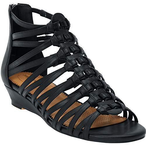 Comfortview Women's The Helen Sandal - 9 W, Black (Wide Widths Available)
