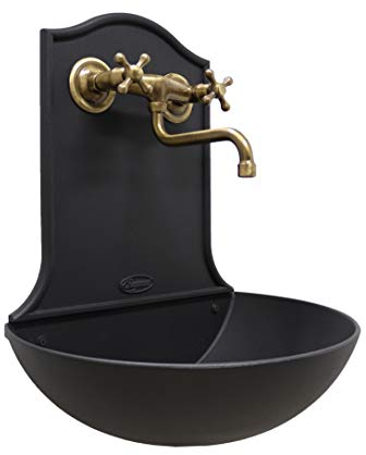 Fonderia Bongiovanni Gartenbrunnen | Wandbrunnen | Modell Gran Canaria | mit Spülengruppe aus brüniertem Messing | für Haus Garten | Brunnen für den Außenbereich | Gartenbrunnen