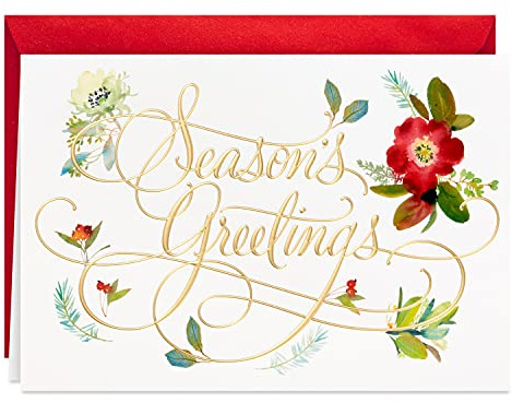 Hallmark Boxed Holiday Cards, Floral Season's Greetings (40 Cards with Envelopes)