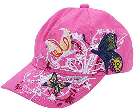 Kids Baseball Cap Girls Boys Butterfly Embrioderied Cotton Snapback Cap Adjustable Summer Sun Protection Baseball Hat Travel Beach Cap Sport Peaked Cap with Sweatband for Girls Boys 3-10 Years Old