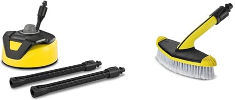 Kärcher Flächenreiniger T-Racer T 5 (Spritzwasserschutz, zwei Flachstrahldüsen, Handgriff) & WB 60 weiche Waschbürste zur Reinigung großer Flächen (passend für Kärcher Hochdruckreiniger K 2 bis K 7)