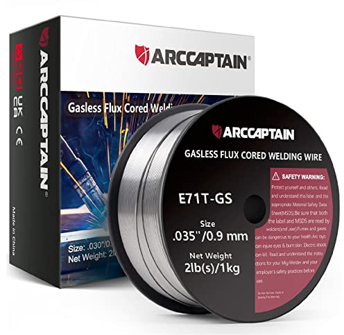 ARCCAPTAIN Fülldraht 0,9mm 1KG E71T-GS MIG Schweißdraht für Schweißgerät ohne Gas MIG/MAG FLUX Schweißdraht with TÜV Geprüft, D100 Drahtrolle mit 20mm Dorn